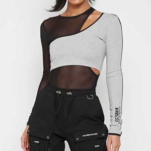 Maniere De Voir Long Sleeve Mesh Bodysuit